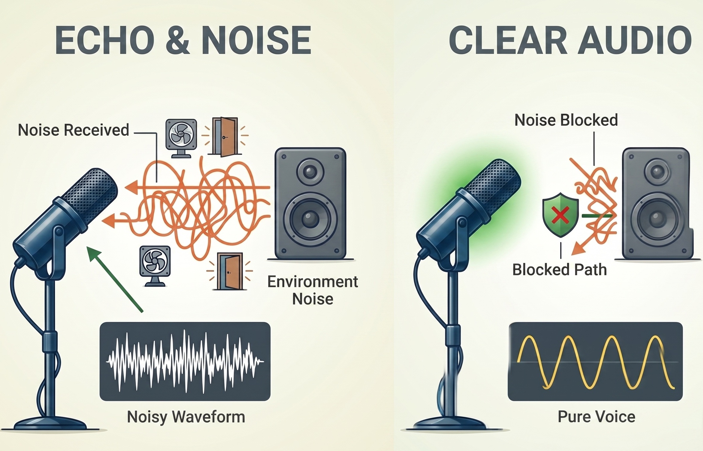 Echo and Noise vs Clear Audio Comparison
